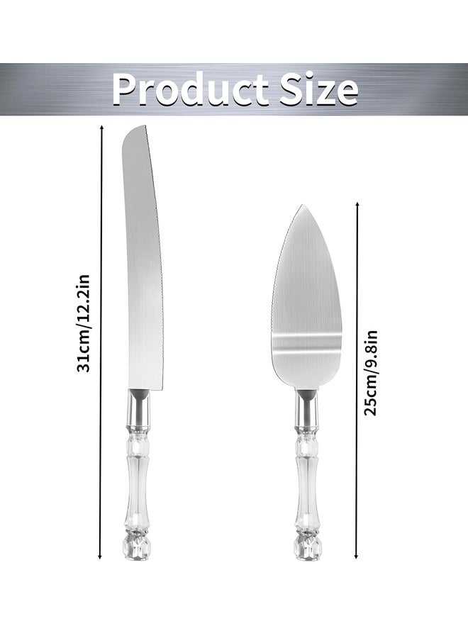 2 Pcs Cake Cutting Set for Wedding,Wedding Cake Knife with Acrylic Faux Crystal Handles - Image 2